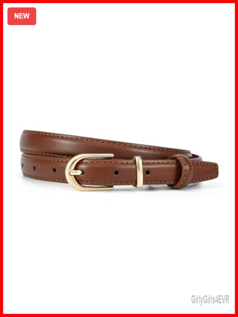 Women Skinny Faux Leather Belt Thin Waist Pin Buckle Slim Fit
